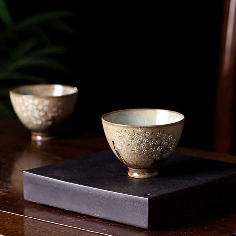 Buddha Stones Jingdezhen peintes à la main en porcelaine au four Ru Hanfu Girl Flower Ceramic Teacup Kung Fu Tea Cups