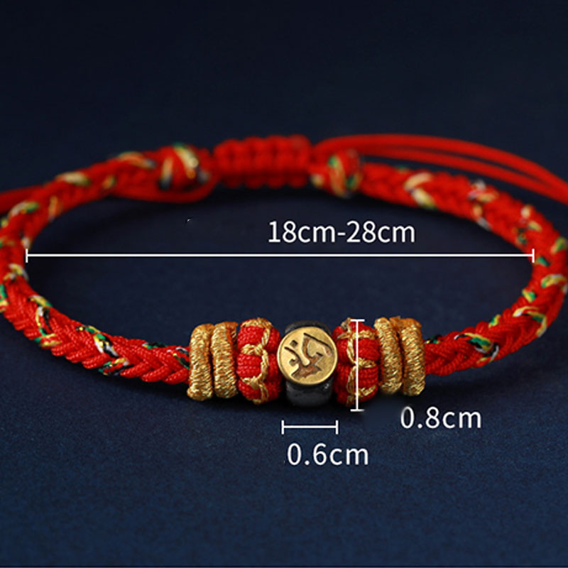 Bracelet en corde tressée en argent avec Buddha Stones et signe du zodiaque chinois