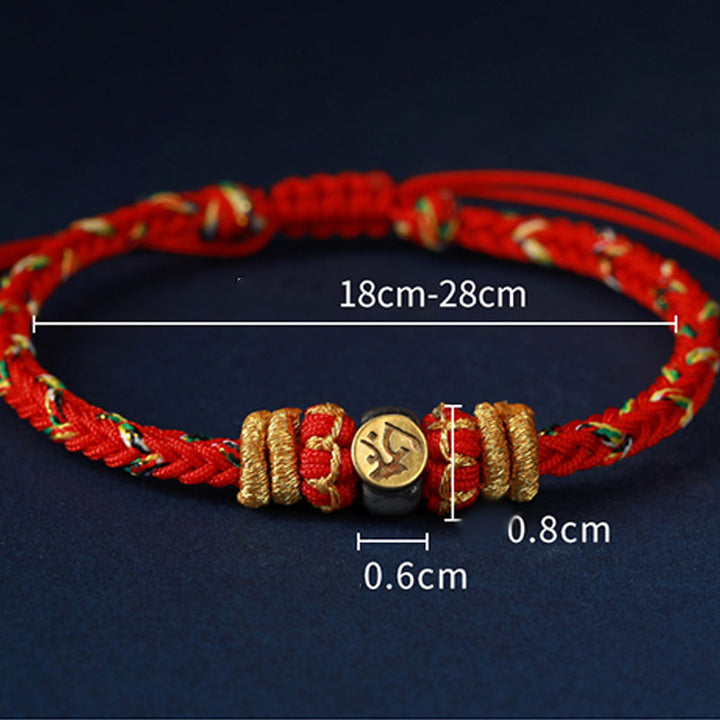 Bracelet en corde tressée en argent avec Buddha Stones et signe du zodiaque chinois
