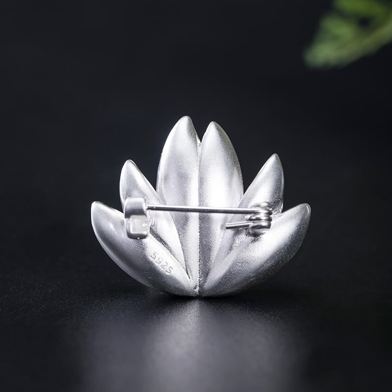 Buddha Stones Argent Sterling 925 Fleur de lotus Perle Nouveau départ Broche