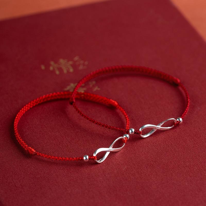 Bracelet de cheville en argent sterling 925 Buddha Stones et nœud sans fin, protection, chance, cordon rouge