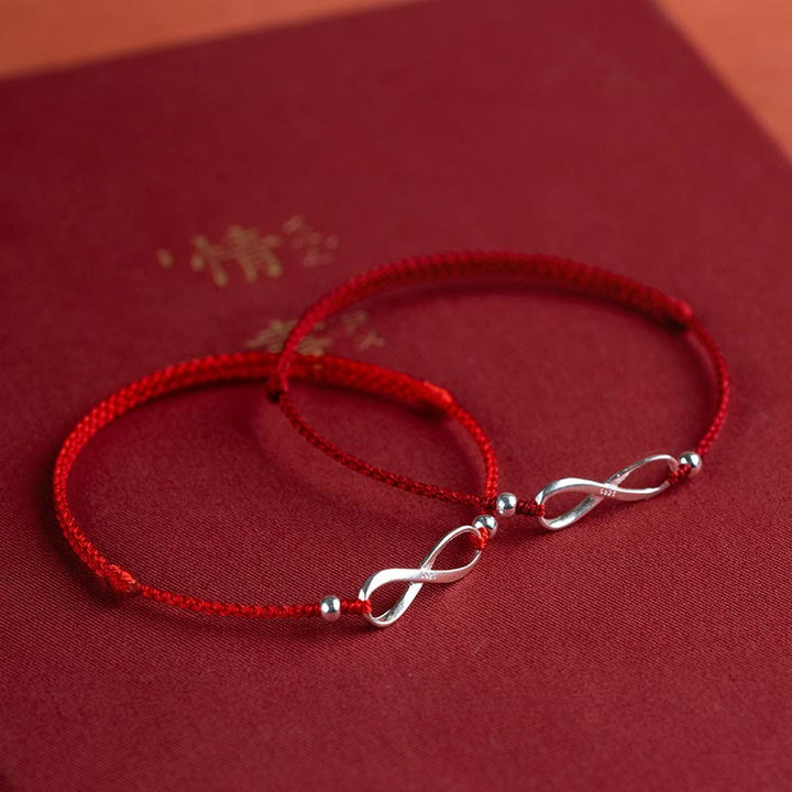 Bracelet de cheville en argent sterling 925 Buddha Stones et nœud sans fin, protection, chance, cordon rouge