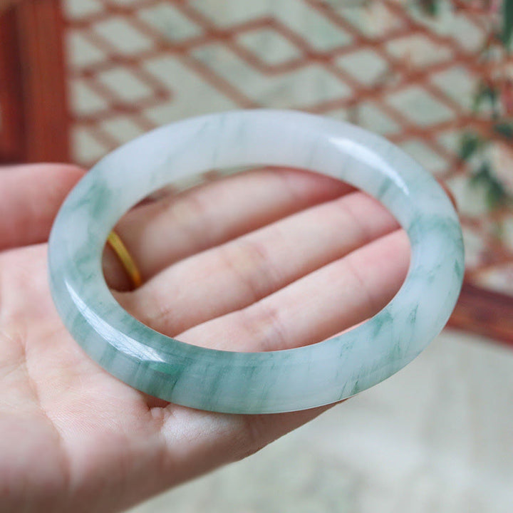 Bracelet jonc en jade naturel Buddha Stones pour la chance et la prospérité