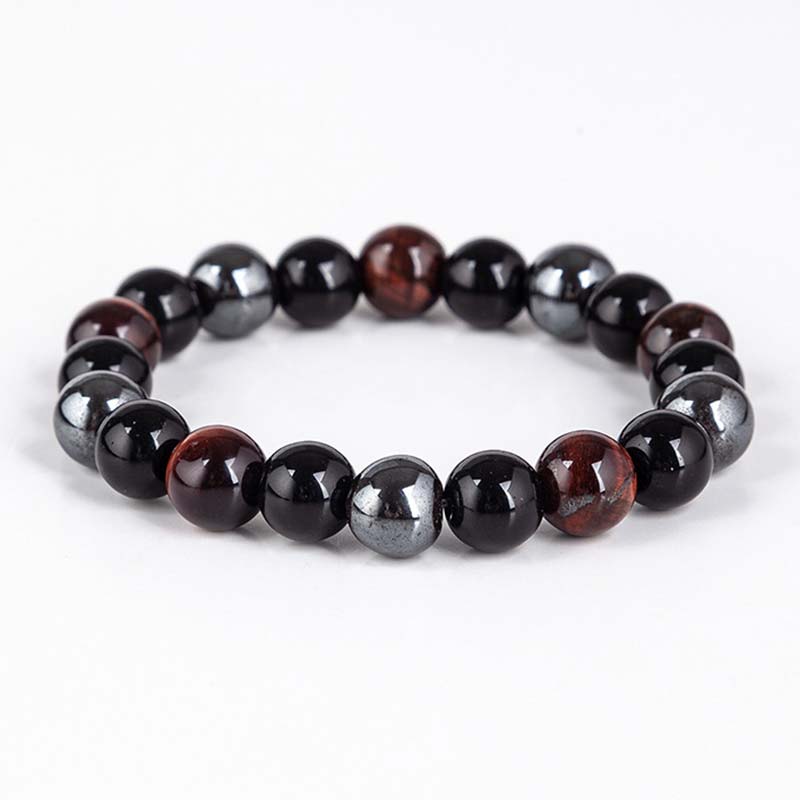 Ensemble collier et bracelet en œil de tigre tibétain Buddha Stones