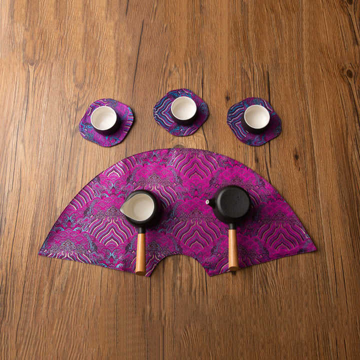 Buddha Stones vintage et vagues de la mer, dessous de verre pour tasse à thé, tapis à thé Kung Fu