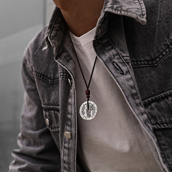 Collier pendentif en cuivre avec Buddha Stones Bagua Yin Yang et pièce de monnaie en forme d'étoile - image 3