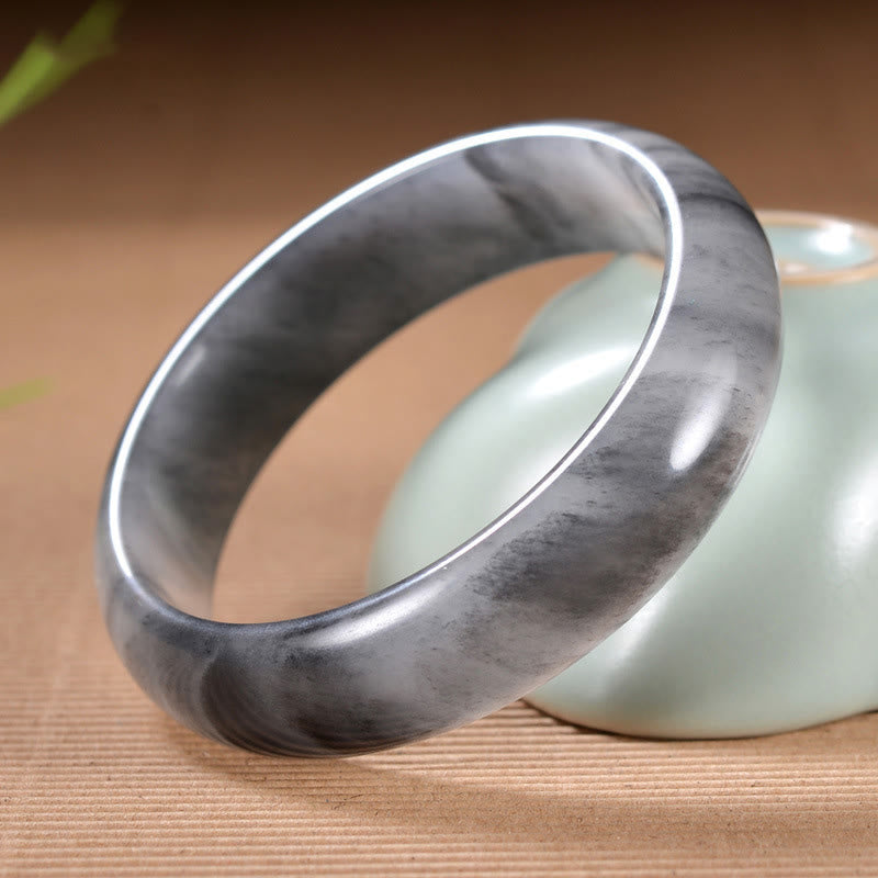 Bracelet de richesse en jade doré et soie couleur encre naturelle Buddha Stones