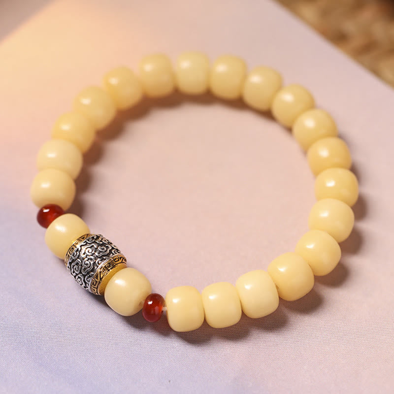 Bracelet de paix en perles de caractère Fu avec des Buddha Stones et des graines de Bodhi