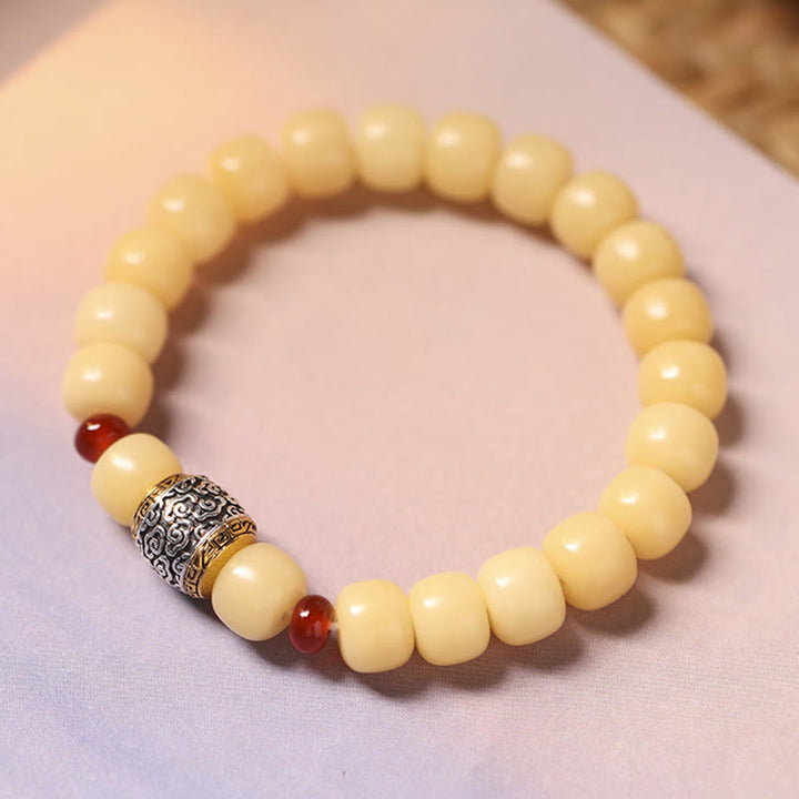 Bracelet de paix en perles de caractère Fu avec des Buddha Stones et des graines de Bodhi