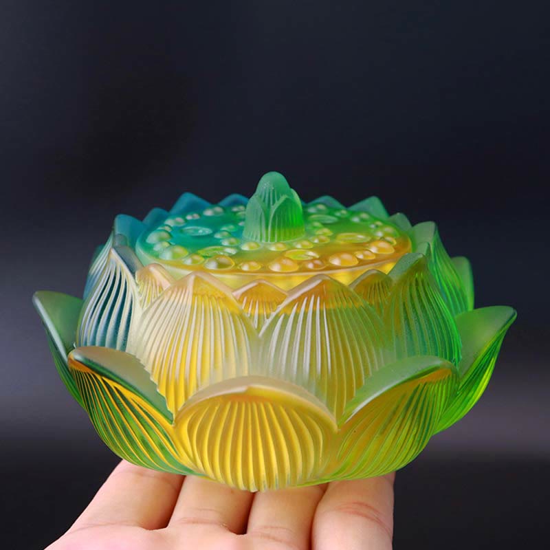 Brûleur d'encens de méditation de guérison en cristal de Lotus Liuli de Buddha Stones