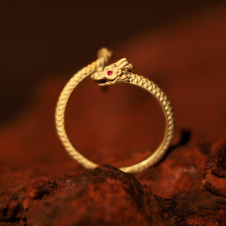 Bague ajustable en argent sterling 925 Buddha Stones , vintage, année du dragon, protection, force