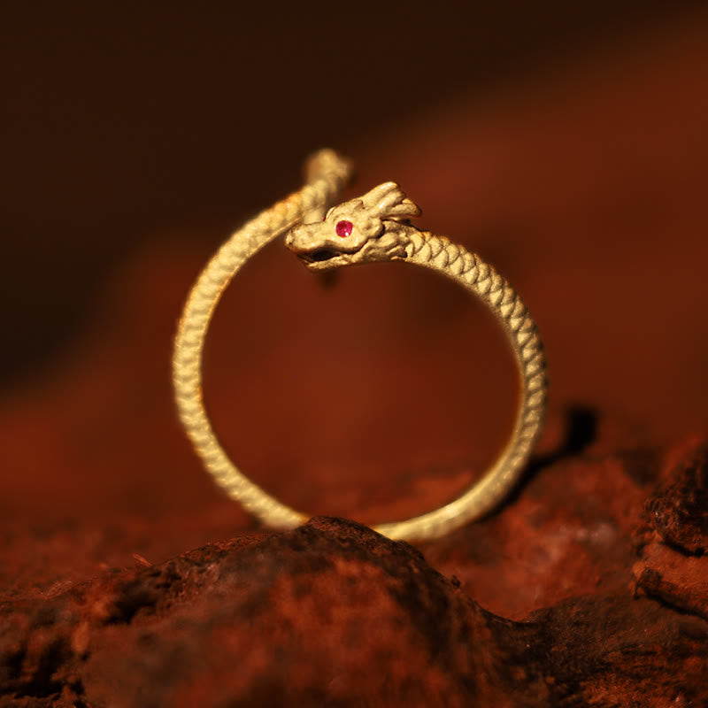 Bague ajustable en argent sterling 925 Buddha Stones , vintage, année du dragon, protection, force - image 1