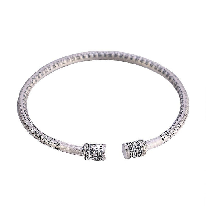 Bracelet porte-bonheur tibétain en cuivre blanc Buddha Stones et Sutra du cœur