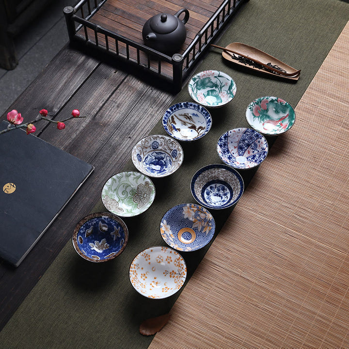 Buddha Stones Fleurs Fu Caractère Montagnes Lotus Fleurs de cerisier Tasse à thé en céramique Tasse à thé Kung Fu