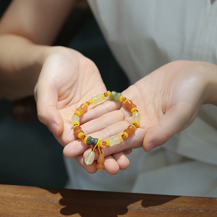 Bracelet porte-bonheur en jade de soie doré naturel
