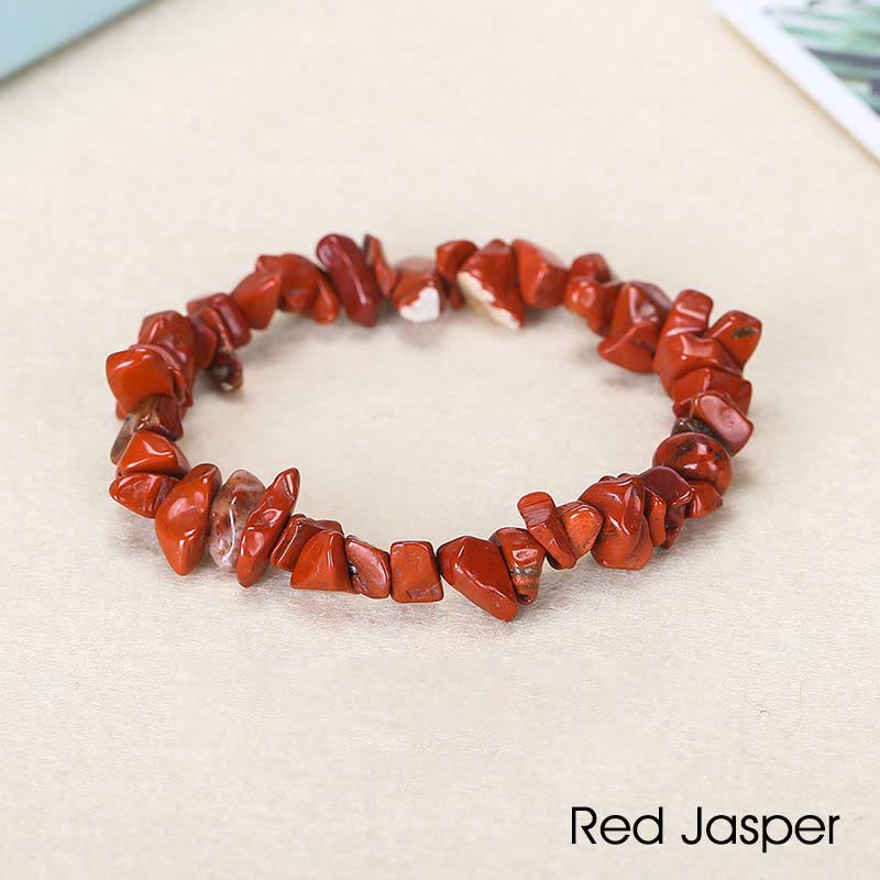 Bracelet apaisant et chaleureux en pierre de cristal de forme irrégulière naturelle - Jaspe rouge (Tour de poignet : 15-18 cm) - image 63