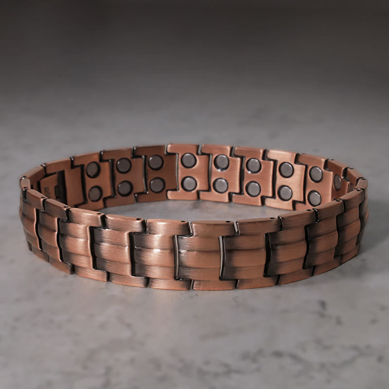 Bracelet manchette magnétique vintage en cuivre massif