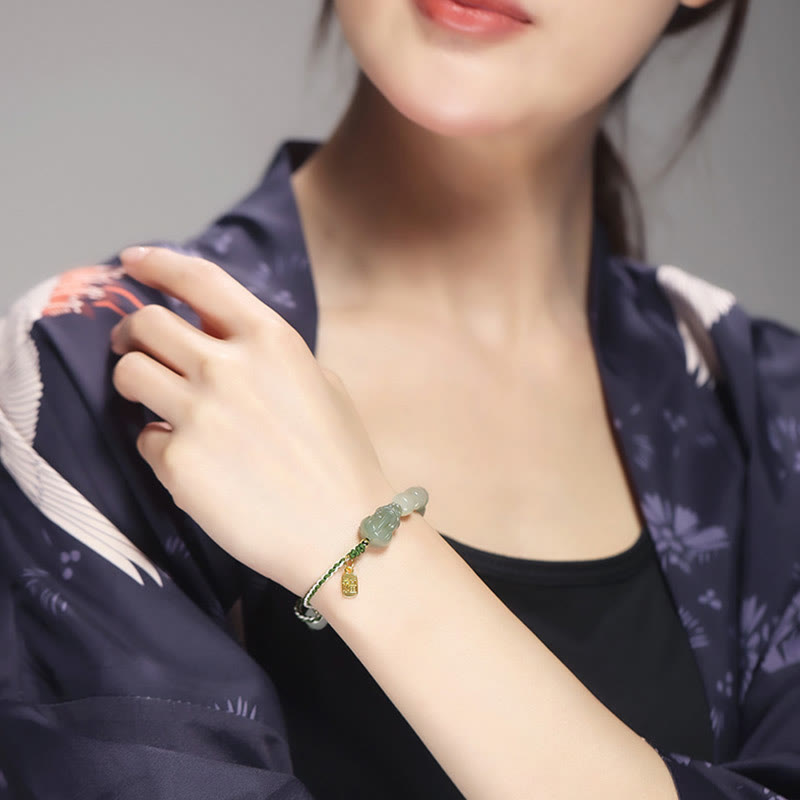Bracelet en jade naturel Hetian PiXiu Luck Fu