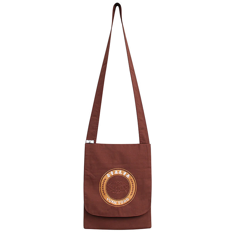 Sac à bandoulière en coton avec broderie de lotus pour la pratique spirituelle