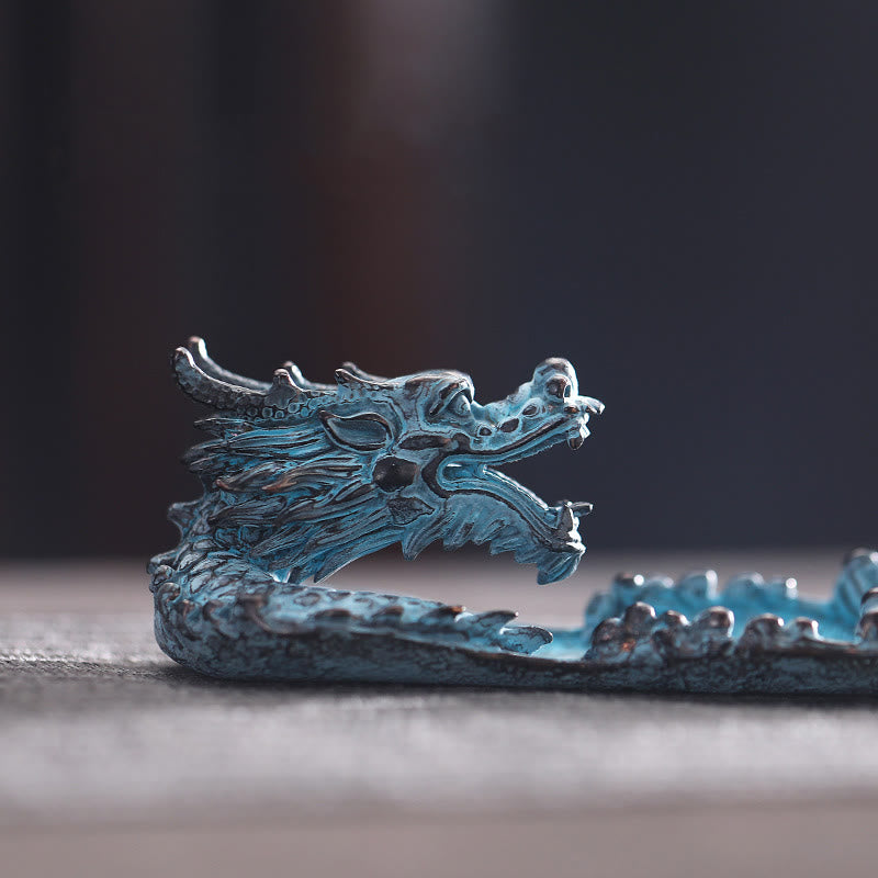 Brûleur d'encens en alliage de force de dragon de bon augure avec Buddha Stones
