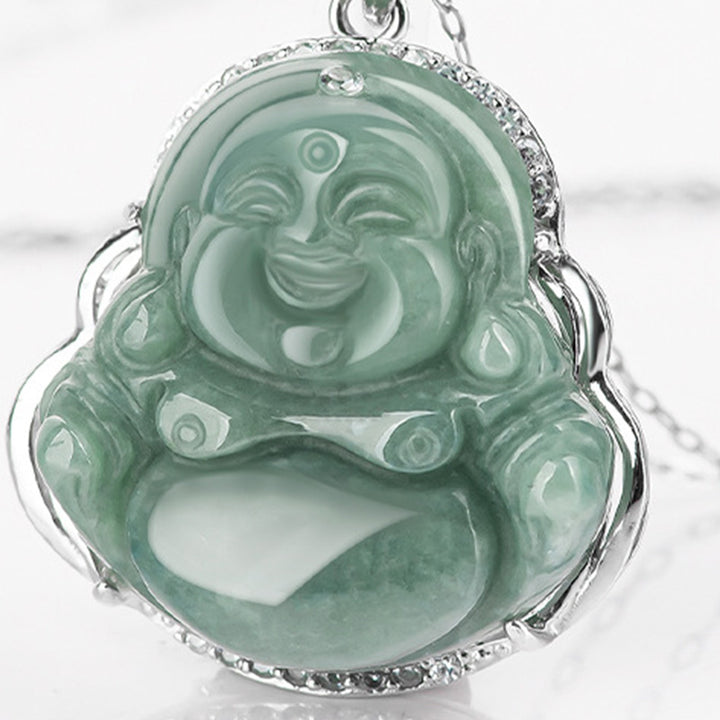 Buddha Stones en argent sterling 925 et jade Bouddha rieur - image 6