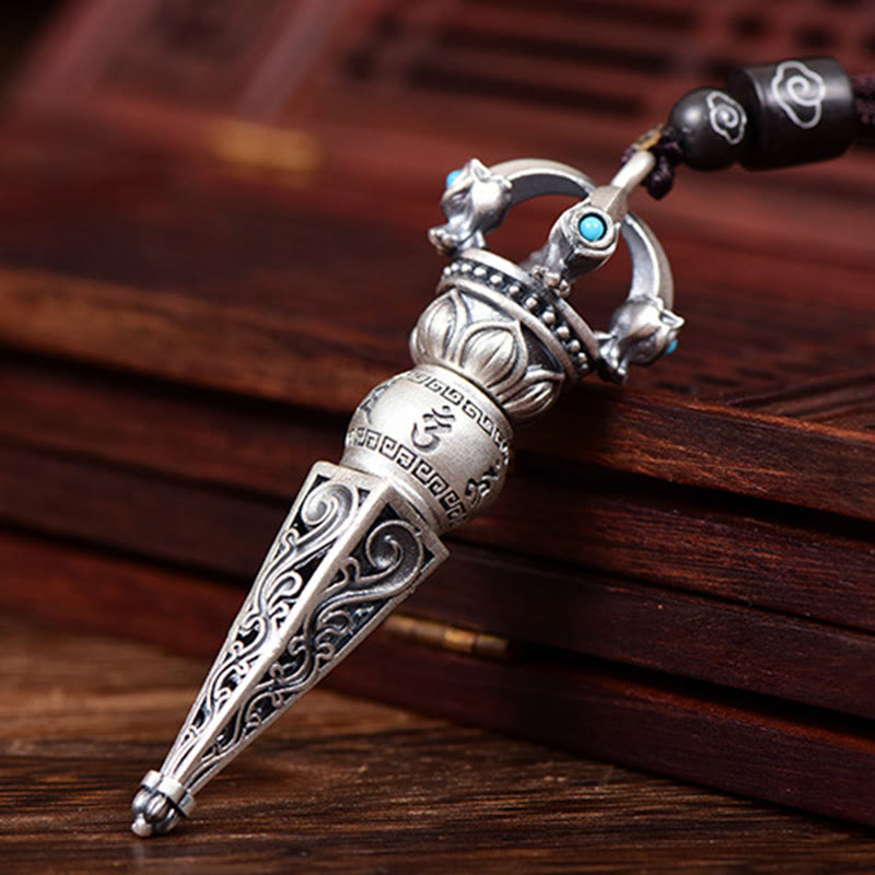 Collier pendentif rotatif en Buddha Stones tibétain Om Mani Padme Hum Dorje Vajra Design Sagesse