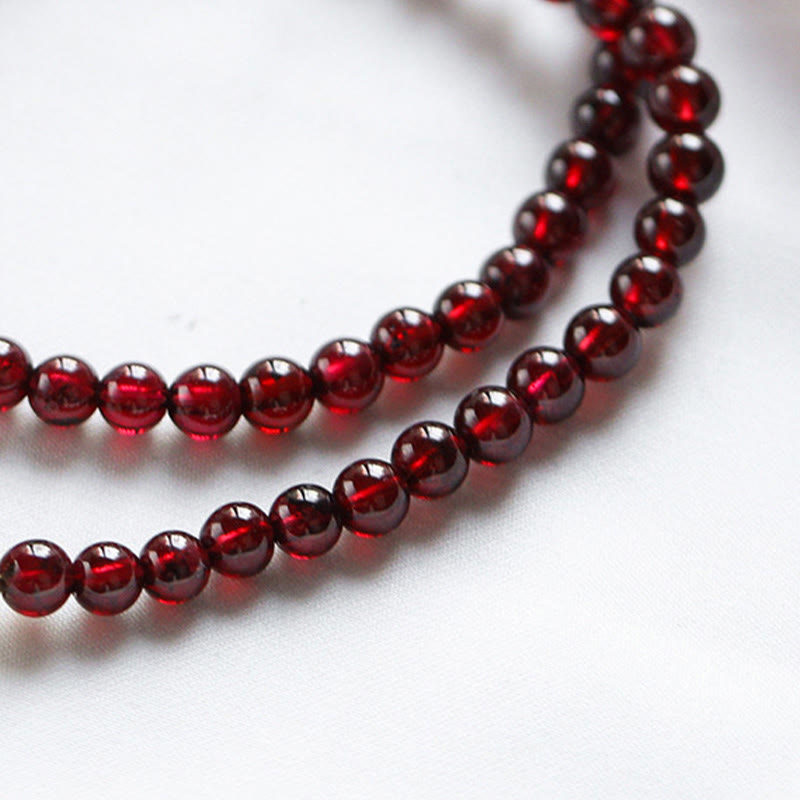 Bracelet double tour en quartz fraise et grenat naturel plaqué or 14 carats de Buddha Stones