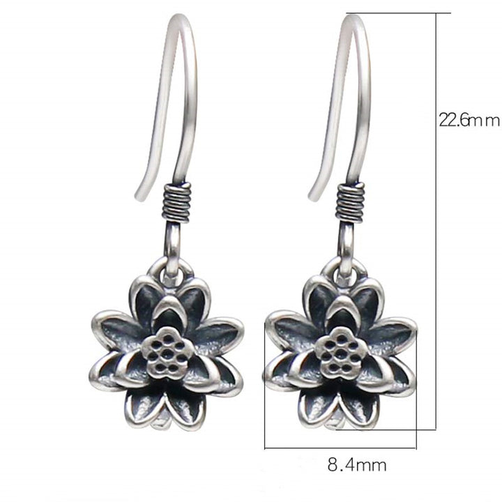 Boucles d'oreilles Buddha Stones en argent sterling 925 en forme de fleur de lotus - image 6