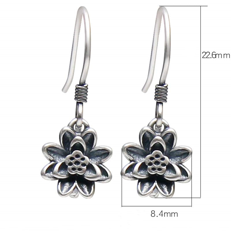 Boucles d'oreilles Buddha Stones en argent sterling 925 en forme de fleur de lotus - image 6