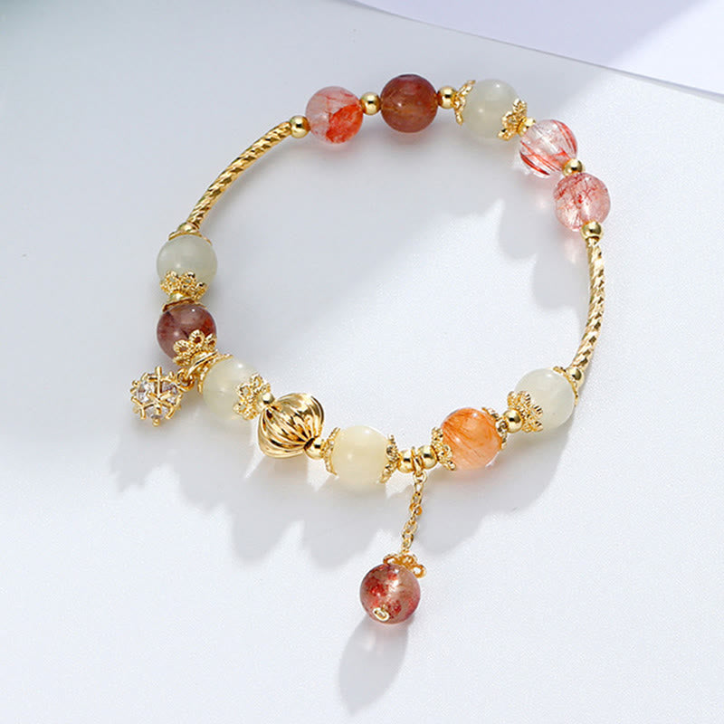 Bracelet de perles de bon augure en quartz rutile coloré œil de chat et zircon - image 4