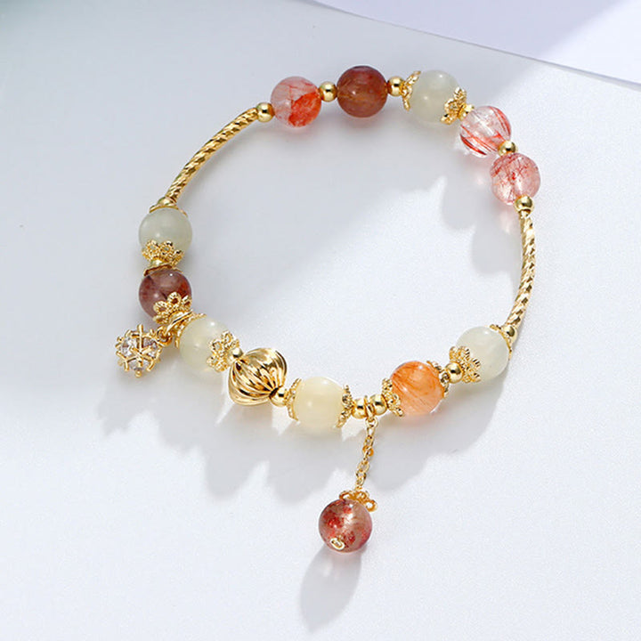 Bracelet de perles de bon augure en quartz rutile coloré œil de chat et zircon - image 4
