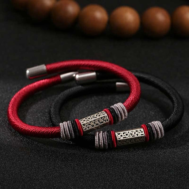 Bracelet en argent sterling 925 Buddha Stones et symbole de la paix Om Mani Padme Hum