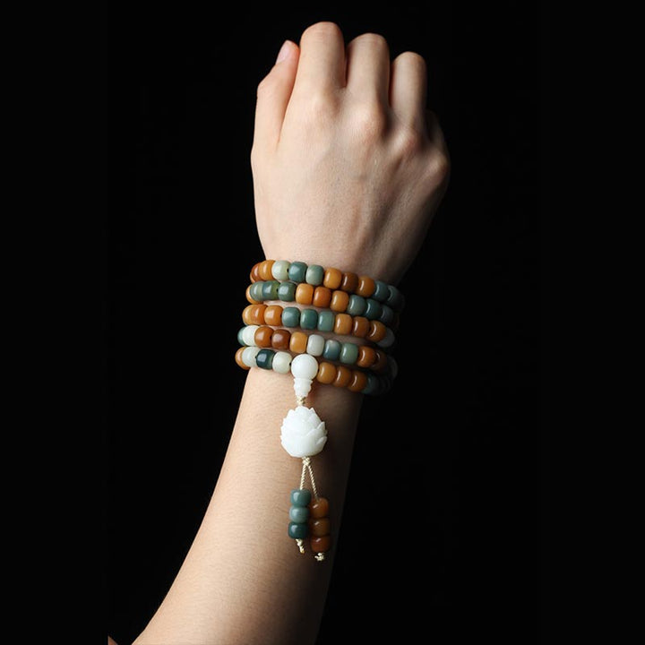 Collier Bracelet Harmonie Mala Bodhi Lotus Buddha Stones