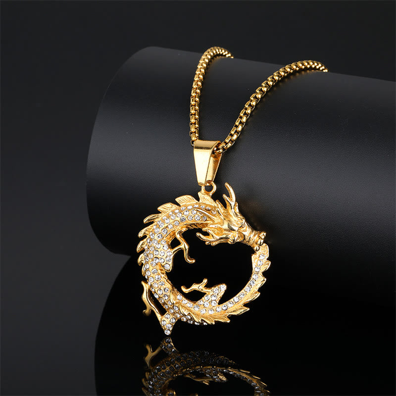 Collier pendentif de réussite avec motif de dragon du zodiaque chinois et Buddha Stones - image 2