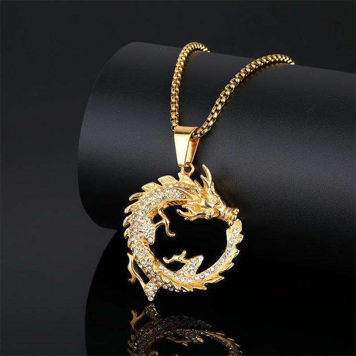 Collier pendentif de réussite avec motif de dragon du zodiaque chinois et Buddha Stones - image 2