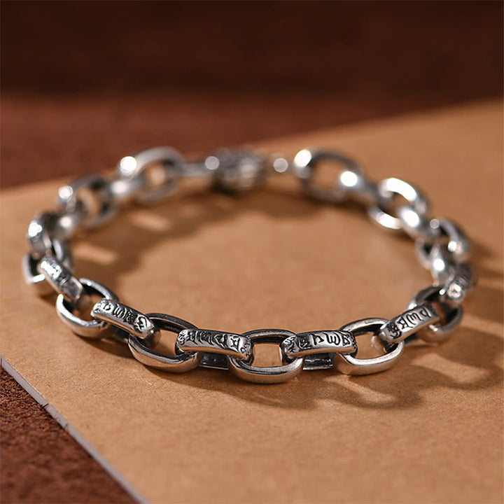 Bracelet de sagesse gravé en cuivre double Dorje Buddha Stones Om Mani Padme Hum