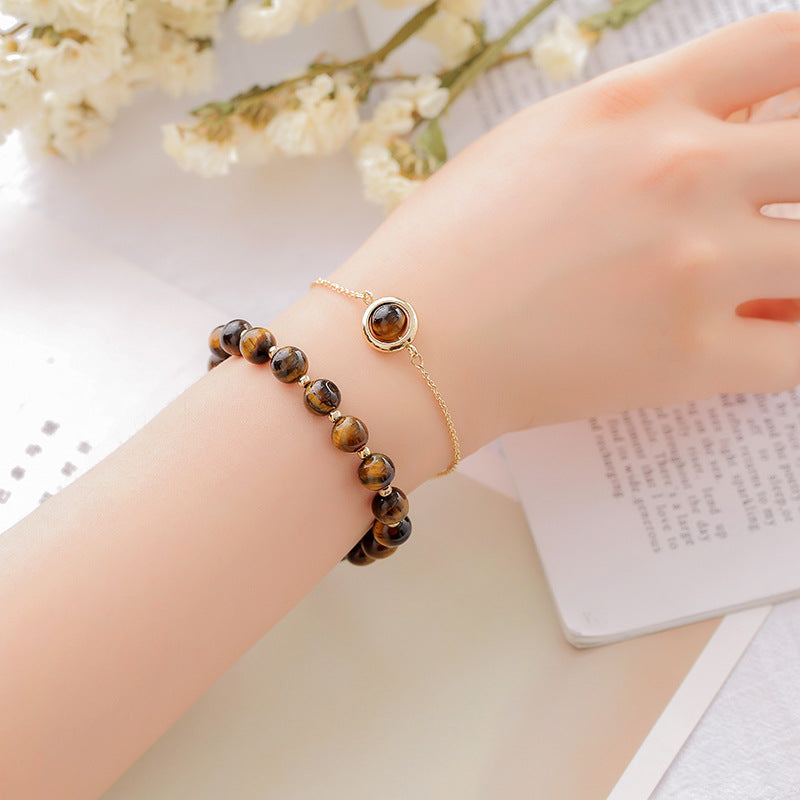 Bracelet positif en cristal de quartz fraise et pierre de soleil Buddha Stones