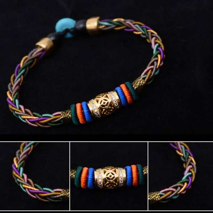 Buddha Stones en fil tissé fait main avec huit fils et pièces de cuivre