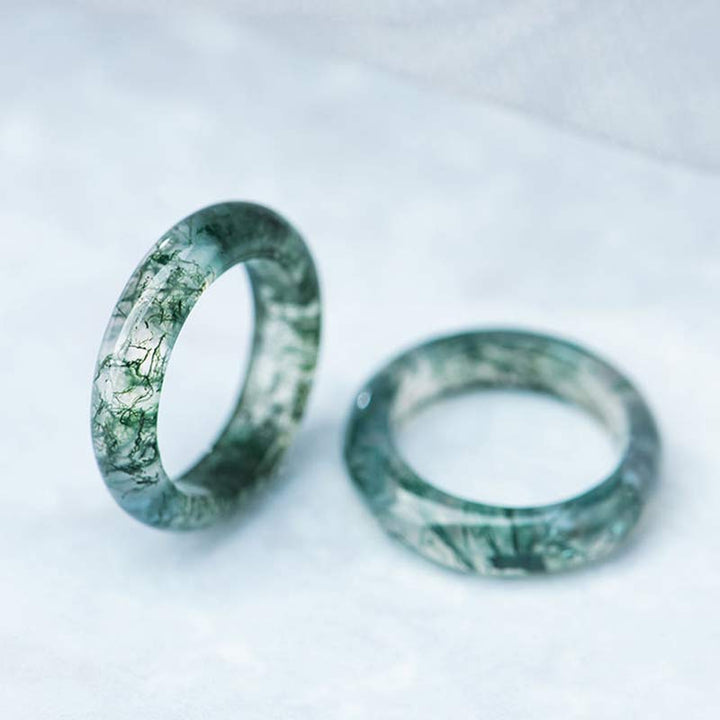 Bague d'équilibre et de guérison en agate mousse avec Buddha Stones - image 2