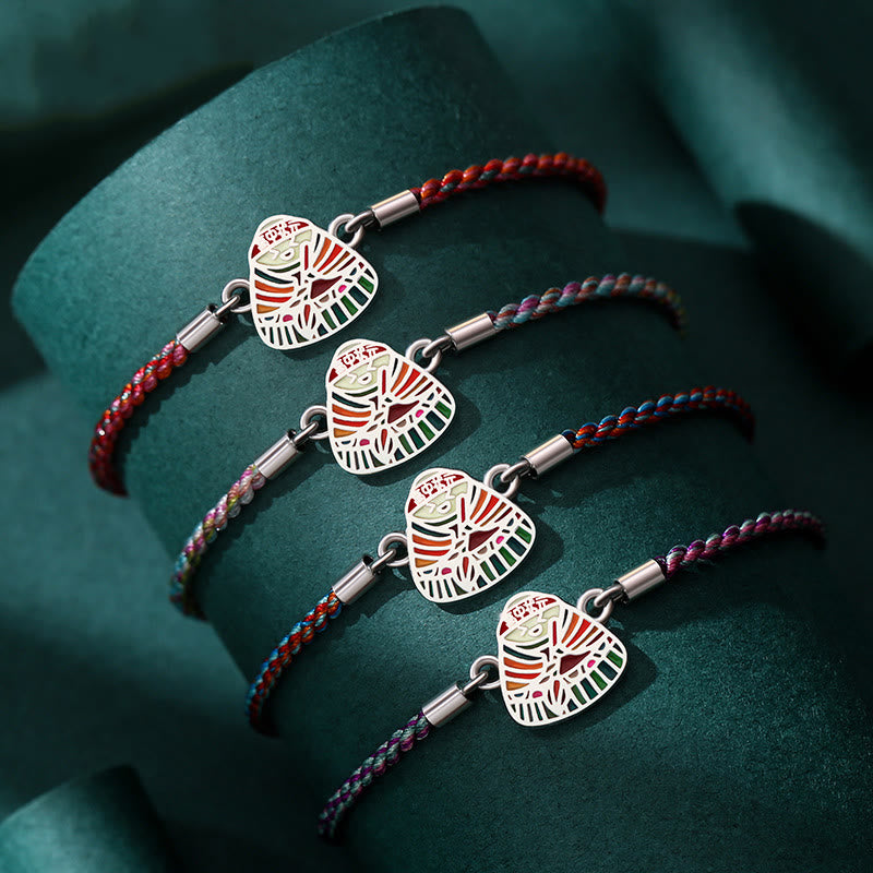 Bracelet artisanal multicolore en argent sterling 925 Buddha Stones et motif Zongzi