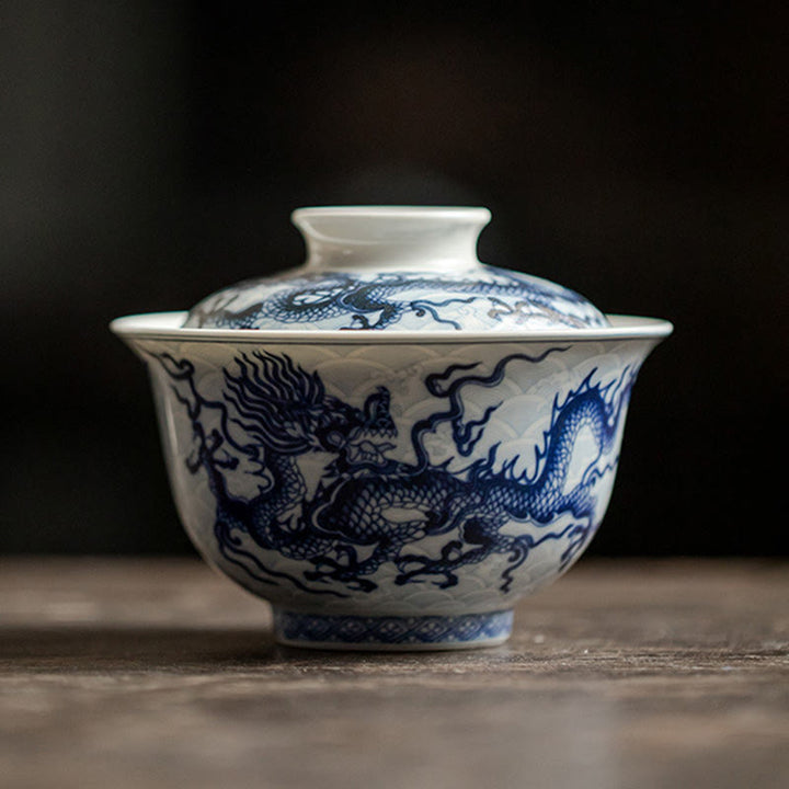 Tasse à thé en céramique motif dragon bleu Buddha Stones Tasses à thé Kung Fu