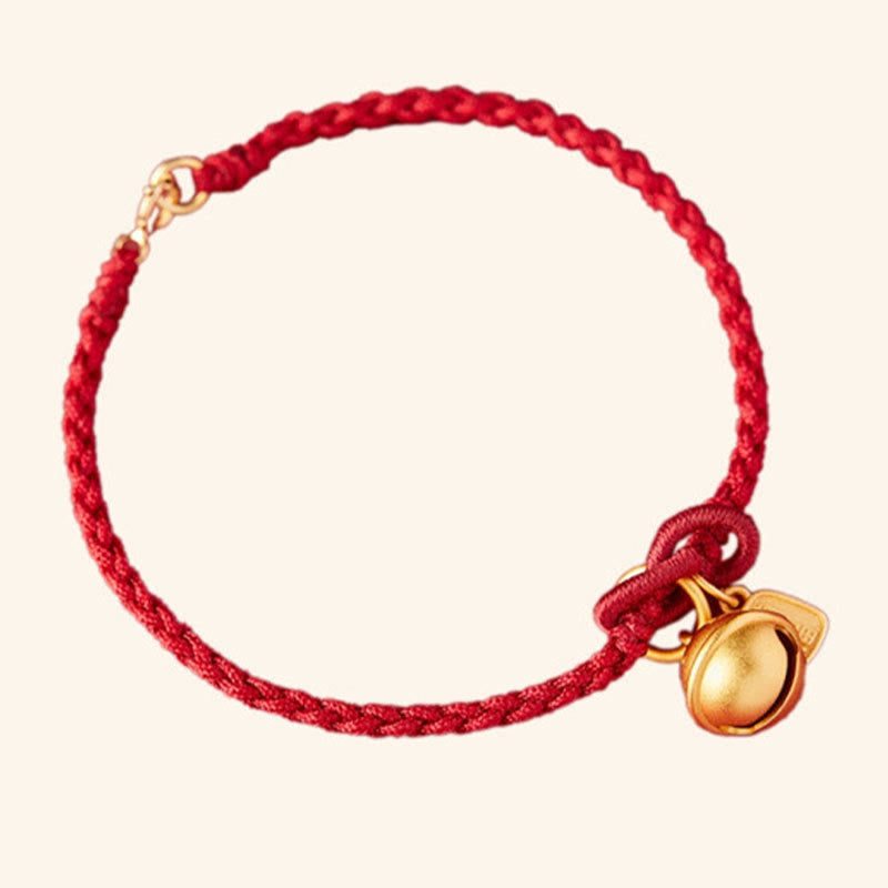 Bracelet en corde rouge avec breloque en forme de personnage Fu fait à la main en Buddha Stones