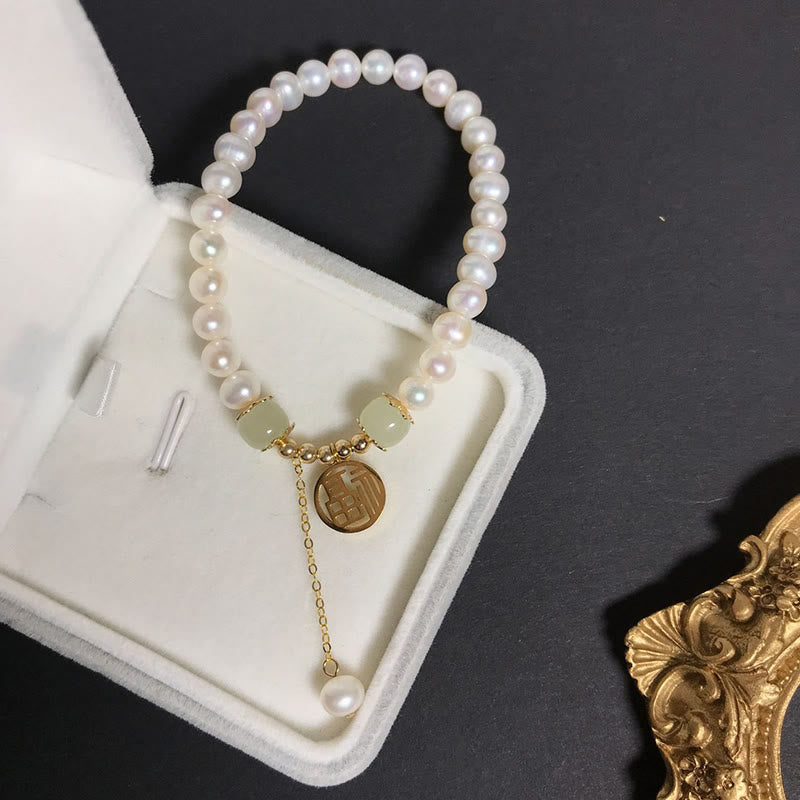 Bracelet de perles de sagesse et de bonheur en jade Hetian naturel
