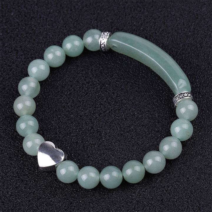 Bracelet unisexe en forme de cœur avec perles en cristal naturel