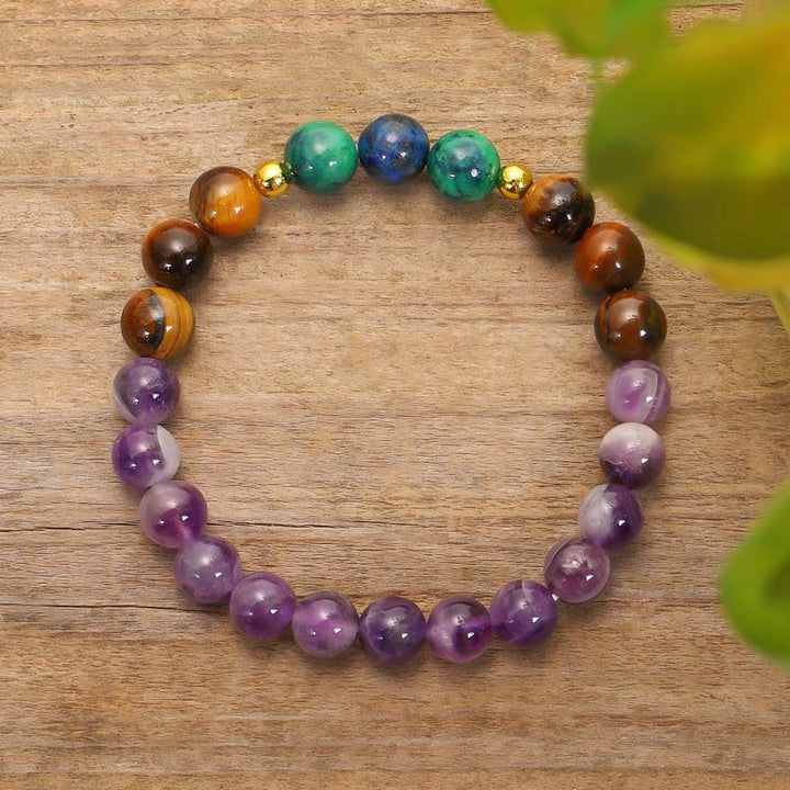 Ensemble Mala Purificateur Bracelet Améthyste Tibétain Buddha Stones