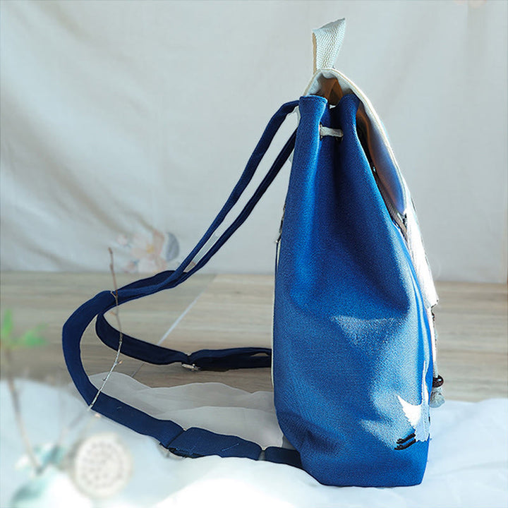 Sac à dos en toile de grande capacité brodé à la main avec Buddha Stones