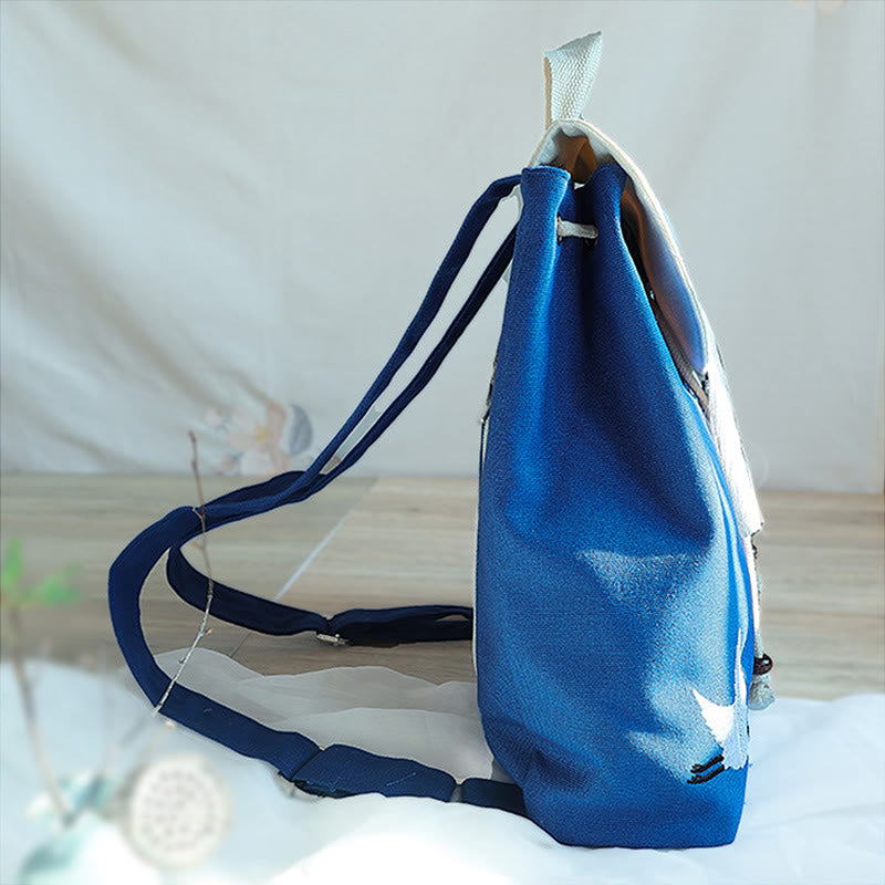 Sac à dos en toile de grande capacité brodé à la main avec Buddha Stones