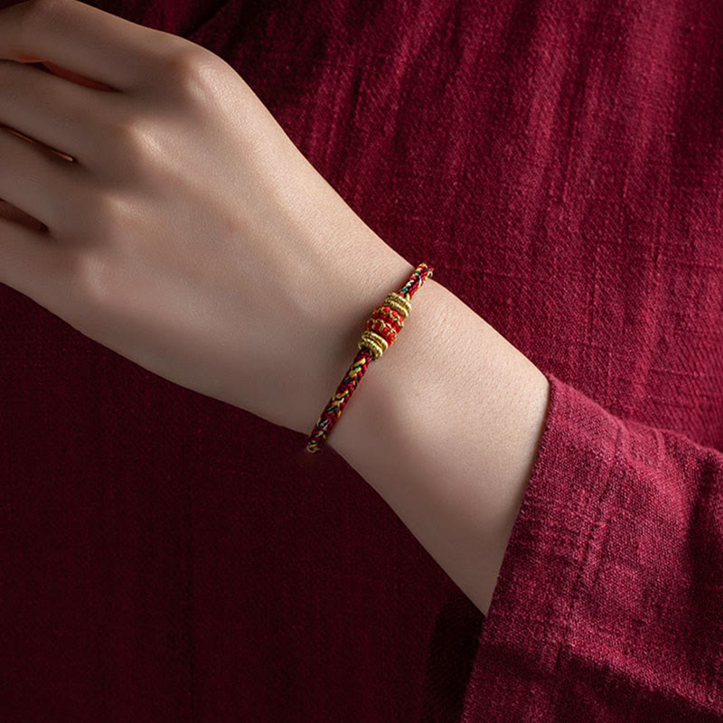 Bracelet en corde tressée fait main en Buddha Stones du zodiaque chinois du Tibet
