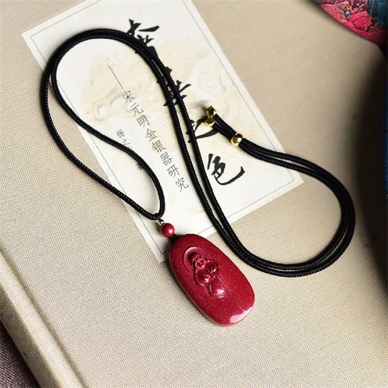 Collier pendentif en Buddha Stones rieur Yin Yang zodiaque chinois gourde cinabre naturel bénédiction - image 5