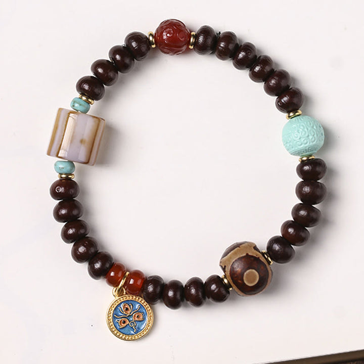 Bracelet en perles de Bodhi violettes naturelles du Tibet Buddha Stones et perles Dzi Dieu de la richesse et de la sagesse